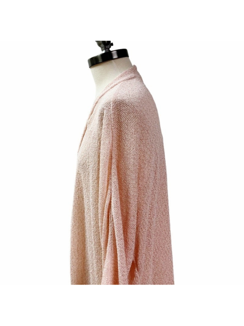 Eyeshadow Lace Knit Open Front Cardigan Plus SZ 2X Peach Metallic Thread Fall - Picture 4 of 9